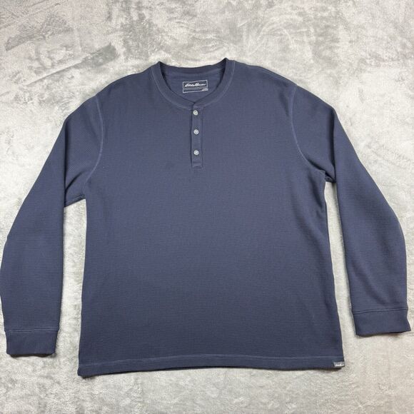 Eddie Bauer Shirt Men’s XL Blue Thermal Henley - Picture 1 of 7